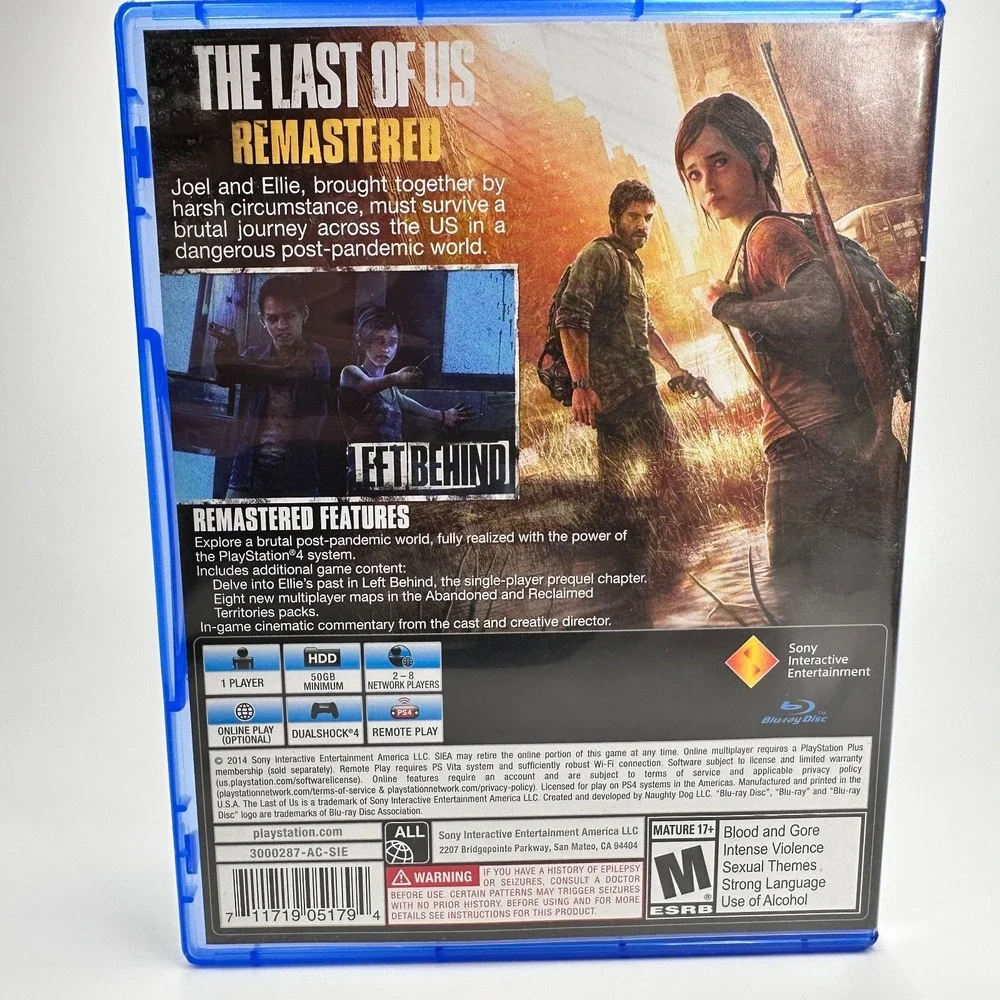 The Last of Us Remastered PS4 Playstation Game Action Adventure M Rated NTSC